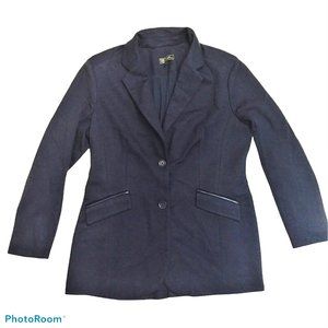 DC2 Diane Gilman Blazer Women M Black Jersey Knit Lined 5% Spandex Tuxedo Pocke